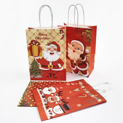 Christmas Kraft Custom Brown Paper Bags Offset Printing