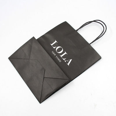 Black White Printing Kraft Paper Bag Reusable  With Handles